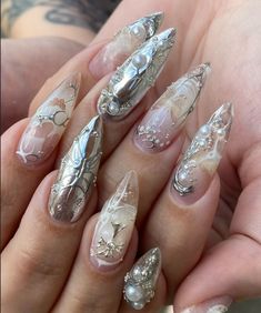 Cute Nail Colors, Chrome Nails Designs, Glam Nails, Pretty Acrylic Nails