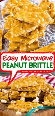 Learn how to make this Microwave Peanut Brittle for your Christmas candy ideas! This quick and easy homemade peanut brittle is always a hit. Pin this easy Christmas dessert recipe! Microwave Peanut Brittle Recipe, Easy Peanut Brittle Recipe, Easy Christmas Treat, Homemade Peanut Brittle, Microwave Peanut Brittle, Peanut Brittle Recipe, Brittle Recipes, Christmas Desserts Easy