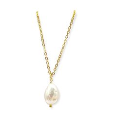 Pearl pendant necklace, 18K Gold vermeil necklace, Wedding necklace, Bridesmaid gift, Bridal jewelry, Minimalist jewelry, Gift for mother ❤Materials:  * 7 x14 mm oval shape white fresh water baroque pearl * 18K Gold Vermeil (Gold plated on 925 Sterling Silver) cable chain  As a gemstone Pearl is said to symbolize the purity, generosity, integrity, and loyalty of its wearer.  ❤Size: 16 / 18  inches ❤PLEASE READ BEFORE YOU PLACE YOUR ORDER: +US Orders - USPS Expedited Parcel with Tracking Arrival Bridesmaid Proposal Gifts, Proposal Gifts, Bridesmaid Necklace, Pearl Pendant Necklace, Pearl Gemstone, Wedding Jewellery Necklace, Pearl Pendant, Wedding Necklace, Minimalist Jewelry