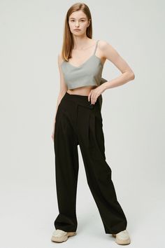 Sleeveless top Adjustable tie Crop length Unlined 60% Polyester 36% Rayon 4% Span Professional Clean Only / Do Not Tumble Dry Top: Bust: 47.5cm (18.7in) / Length: 23cm (9.1in) /Tie: Length: 85cm (33.5in) / Model's height is 7′ 5″ (170cm) Bust 32.5in Waist 23.5in Hip 34in and wearing Top Made in Korea 사이즈 정보Size information (단위:cm)(Unit : inch) FREETop 사이즈 정보 Size information 가슴Bust 47.518.7 총장Length 239.1 XTie 사이즈 정보 Size information 총장Length 8533.5 - 위의 실측사이즈는 '단면의 길이'입니다. 참고해 주세요.- 사이즈는 측정방법에 따라 1~3cm 정도 오차가 있을 수 있습니다.- 제품색상은 사용자의 모니터의 해상도에 따라 실제 색상과 다소 차이가 있을 수 있습니다. - The above measurement size is'length of section'. please note.- Depending on the measurement method, there may be an error of 0.5~1inch.- The product color may differ slightly from the actual color depending on the resolu Chic Sleeveless Tank Top With Tie Back, Versatile Sleeveless Crop Top For Night Out, Casual Sleeveless Camisole For Work, Chic Sleeveless Solid Crop Top, Sleeveless Crop Top For Day Out, Solid Color Sleeveless Crop Top For Day Out, Versatile Sleeveless Crop Top For Day Out, Chic Sleeveless Tank Top With Tie Straps, Black Sleeveless Crop Top For Work