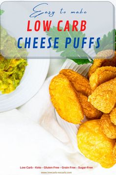 low carb cheese puffs with guacamole on the side