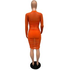 Orange 3pcs Mesh Bodycon Dress with Vest and Short Fitted Long Sleeve Two-piece Dress, Orange Knee-length Bodycon Dress, Casual Sheer Fitted Dress, Orange Stretch Bodycon Dress With Long Sleeves, Orange Long Sleeve Stretch Bodycon Dress, Orange Bodycon Dress For Club, Orange Bodycon Club Dress, Orange Bodycon Knee-length Dress, Short Women Dresses