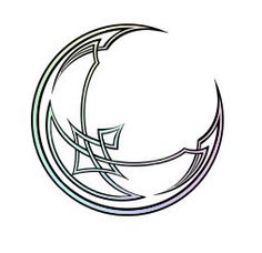 an abstract circular logo with lines in the shape of a crescent or star on a white background