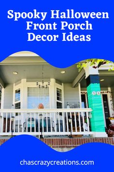 Spooky Halloween Front Porch Decor Ideas Porch Step Railing, Diy Halloween Porch, Front Porch Decor Ideas, Step Railing, Halloween Front Porch Decor, Porch Decorating Ideas