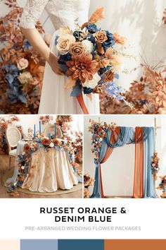 an orange and blue wedding color scheme