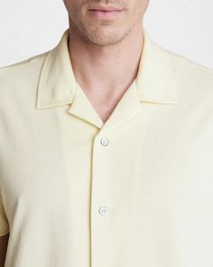 The Avery is a classic made modern. We took the ultimate button down and remade it for the season in a loopback jersey knit that's as soft as your favorite tee, cut in an ideal warm-weather silhouette. Features matte-black buttons and an extra laid-back fit. rag & bone Men's Classic Fit Button Down Shirt | Light Yellow, Medium (also in XS,S,L,XL,XXL) Everyday Tops With Johnny Collar And Button Closure, Casual Camp Collar Tops With Button Closure, Casual Button Closure Camp Collar Tops, Classic Summer T-shirt With Button Closure, Everyday Collared Tops With Snap Buttons, Classic Johnny Collar Tops For Everyday, Classic Top With Johnny Collar And Unstructured Fit, Everyday Tops With Camp Collar And Button Closure, Everyday Camp Collar Tops With Button Closure