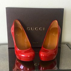 New Gucci Vernice Crystal Tabasco Red Patent Leather Platform Size 36.5. Heel 4.75. Brand New With Original Box. Never Worn. Comes With A Gucci Dust Bag And Additional Heel Tips. Gucci Round Toe Office Heels, Gucci Round Toe Heels For Office, Gucci Red Heels With Branded Heel Counter, Gucci Leather Heels With Red Sole, Gucci Red Leather Heels, Gucci Red Heels For Evening, Red Gucci Leather Heels, Red Gucci Heels For Evening, Gucci Luxury Heels With Red Sole