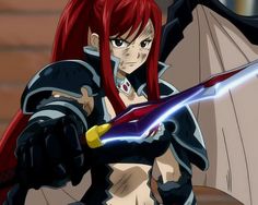 Black Wing Armor ( vue de l'épée ) Erza Scarlet Armor, Motivational Poster, Deviantart, Red, Anime