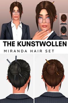 the kunstwolen hair set is shown in three different poses