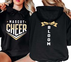 Mascot Cheer Hoodie,Custom Football Hoodie,Custom Sports Name, Cheerleader Hoodie, School Team Hoodie, School Spirit, Cheerleading Hoodie   PRODUCT DETAILS 💫Youth Hoodies do not have drawcord for added safety💫 - Our hoodies are made for comfort with a 50% cotton and 50% polyester blend. - They're built to last with a medium-heavy fabric  (8.0 oz/yd² (271 g/m - Enjoy a relaxed fit and a sewn-in label. - Get the right size with our true-to-size guide.   SIZING - Find your perfect fit in our size Team Spirit Hoodie For Winter Team Events, Winter Team Spirit Hoodie For Team Events, Winter Team Spirit Sweatshirt For Team Events, School Spirit Long Sleeve Hoodie For Sports Season, Long Sleeve Hoodie For Team Events And Sports Season, Long Sleeve Hoodie For Team Events During Sports Season, School Spirit Hooded Hoodie For Sports Season, Letter Print Hoodie For Team Events, Hooded Letter Print Hoodie For Team Events