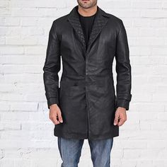 100% Genuine Lambskin Leather Button closure Dry Clean Only Material : 100% Real Leather / Lambskin ► This leather Coat for men is made with REAL LAMBSKIN LEATHER, lined with Satin lining. ► For an accurate size, please refer to the size chart provided in the picture. Dry Clean Only  Occasions: Casual ,Daily Use, Going Out, Sports, Work, Office, Party, Winter Pockets: As shown in picture Our specialists keep additional care in creating this clothing just to offer you screen precise perfect work of art. Craftsmanship and durability is 100% guaranteed Black Leather Outerwear, Leather Sport Coat With Double Button Closure, Single Breasted Leather Sport Coat With Long Sleeves, Single Breasted Long Sleeve Leather Sport Coat, Single-breasted Long Sleeve Leather Sport Coat, Winter Leather Single Breasted Sport Coat, Leather Jacket With Double Button Closure, Winter Leather Single-breasted Sport Coat, Black Leather Pea Coat For Workwear