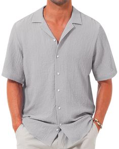 Buy Alimens & Gentle Mens Short Sleeve Seersucker Shirt Summer Beach Hawaiian Shirts at Walmart.com Solid Color Short Sleeve Beach Shirt, Solid Camp Shirt For Summer Vacation, Solid Color Camp Collar Short Sleeve Shirt For Vacation, Solid Camp Collar Short Sleeve Shirt For Vacation, Solid Short Sleeve Camp Shirt For Summer, Solid Color Summer Camp Shirt For Beach, Solid Relaxed Fit Camp Shirt For Vacation, Seersucker Shirt, Vacation Wear