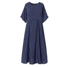 ZANZEA Womens Polka Dot Short Sleeve Long Dresses Baggy Kaftan Maxi Size: S.  Color: Multicolor.  Gender: female.  Age Group: adult. Sundress Casual, Kaftan Maxi Dress, Polka Dot Shorts, Comfy Dresses, Long Sleeve Short Dress, Long Summer Dresses, Dress Size Chart, Long Dresses, Womens Maxi Dresses