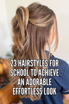 Yearbook Hairstyles Ideas, Shoulder Length Hairstyles For School, Teacher Hairstyles Easy, Teacher Hairstyles, Teacher Hair, Half Updo Hairstyles, Effortless Look, Half Updo