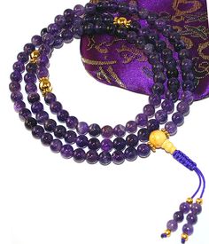 Gold Amethyst Jewelry With 8mm Beads, Spiritual Amethyst 8mm Beads Jewelry, Spiritual Amethyst Jewelry With 8mm Beads, Spiritual Amethyst Bead Jewelry, Amethyst 8mm Beads Jewelry For Meditation, Gold Healing Mala With 108 Beads, Gold Mala With 108 Beads For Healing, Adjustable Spiritual Mala With 8mm Beads, Adjustable Spiritual Hand-strung Mala