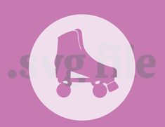 a pink roller skate on a purple background