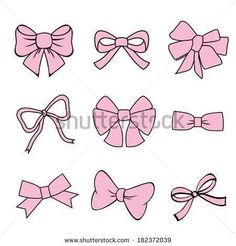 pink bows and ribbons clipart set, isolated on white background - free for personal use