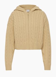 OCTAVIA ZIP HOODIE | Aritzia Aritzia Sweatshirts & Hoodies, Aritzia Tna Zip Up, Aritzia Pullover, Aritzia Aesthetic, Aritzia Hoodie, Sweater Hoodie Zipper, Repeated Pattern, Organic Cotton Yarn, Cable Stitch