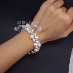 Pearl Wedding Bracelet Ivory White Pearls by adriajewelry on Etsy Pearl Bracelet Wedding, Pearl Bridal, Bridal Jewellery Indian, Bridal Bracelet, Pearl Wedding, Rhinestone Bead, Bridal Pearls, Wedding Bracelet, Ivory White