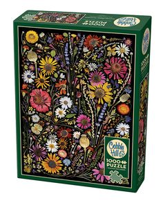 the puzzle box is filled with colorful flowers