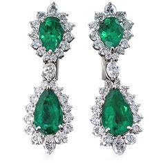 Colombian Emerald And Diamond Earrings, 7.45 Carats Evelyn Hugo Costume, Vintage Emerald Earrings, Pear Shape Earrings, Green Statement Earrings, Emerald And Diamond Earrings, Green Earring, Real Diamond Earrings, Gold Crystals, Platinum Earrings