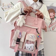 UAKISS - High School Backpack Children Backpacks For Students Kawaii Patchwork Large Capacity School Bags For Student Female Hak Harajuku Mochila Kpop, High School Bags, High School Backpack, Laptop Backpack Women, Kawaii Backpack, Women Backpack Travel, Kids School Backpack, Style Kawaii, Purple Backpack