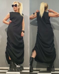 "Avant Garde Black Linen Dress, Asymmetrical Dress, Party Cocktail Dress, Steampunk Dress, Extravagant Black Dress, Gothic Dress, Linen Dress, Loose Dress ❤️ Extravagant designs and high quality fabrics! ❤️ Materials & Care Linen Hand wash at low temperatures. Do not machine dry. Do not iron. Do not dry clean! ❤️ Sizing We can make your piece from XS to 5XL! Everything in the shop can be also made according to your measures free of charge! ❤️ Shipping ✈ Ready to ship The time I need to prepare a Sleeveless Gothic Midi Dress For Party, Gothic Sleeveless Midi Dress For Evening, Avant-garde Sleeveless Party Dress, Gothic Summer Party Maxi Dress, Edgy Asymmetrical Evening Dress, Gothic Dress With Asymmetrical Hem For Night Out, Punk Style Evening Dress For Spring, Edgy Asymmetrical Party Dress, Gothic Night Out Dress With Asymmetrical Hem