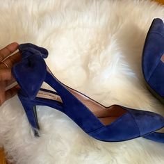 Follow Me On Ig: Berryberrychicboutique Nwot/No Box Chic Blue Low Heel Shoes, Chic Blue Low Heel Heels, Blue Suede Shoes, Blue Suede, Suede Shoes, Bow Tie, Shoes Women Heels, Follow Me, Shoes Heels