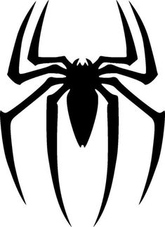 a black and white drawing of a spiderman logo with large, sharp claws on it's back