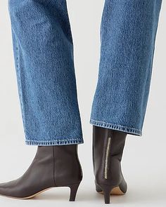 J.Crew: Stevie Ankle Boots In Leather For Women J Crew Boots, Calf Hair, Pin Tucks, Smooth Leather, Ankle Length, Shoes Flats, J Crew, Shoe Boots, Ankle Boots