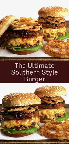 the ultimate southern burger recipe is loaded with cheese and bacon