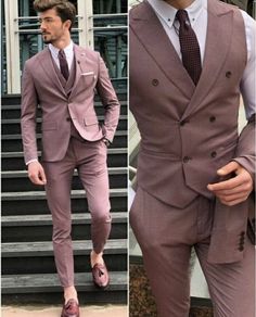 This is a Classy Dusty Rose color 3 Piece Suit by Goldenfashionstore /crafted from high quality fabric and imported materials. Our products are handcrafted by experienced tailors who make sure the that the stitching is precise, lining is proper and the overall product is sturdy enough to not go out of shape for more than a few years. Also all our products have extra margins in their length, sleeves, sides so it's easily alterable if your size changes after some time. To see more available colour Sage Green Tux With Dusty Rose Tie Tuxedo Forgroom, Suits For Friends Wedding Men, Dusty Rose Groomsmen Pants, 3pic Suit For Men, 3 Pic Suits Man, Suit For Men Stylish, Pink Suit Men, Wedding Suit Groom, Rosé Suit