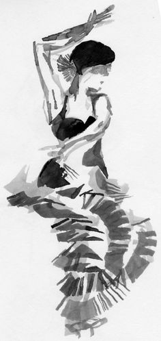 black and white drawing of a woman holding a surfboard in her hands with watercolors on paper