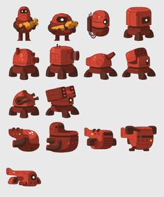 some red and brown objects are shown in this cartoon character design, character concept, character art