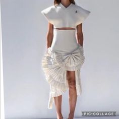 Preowned! Fits Like A Size 4 Because It Doesn't Stretch Luxury White Skirt For Spring, Avant-garde Fitted Skirt For Summer, Luxury Spring Skirt, Luxury Fitted Summer Skirt, Designer Fitted Summer Skirt, Luxury White Evening Skirt, Jacquemus Skirt, Structural Fashion, Custom Shirt