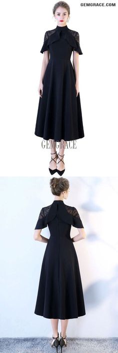 10% off now|Free shipping world-wide. Slim Aline Black Tea Length Party Dress With Sheer Lace Shoulder at GemGrace. Click to learn our pro custom-made service for wedding dress, formal dress. View #HomecomingDresses for more ideas. Cheap Homecoming Dresses, Homecoming Dresses Long, For Wedding Dress, Dresses Cheap, Formal Party Dress, Dress Formal, Tea Length, Black Tea, Sheer Lace