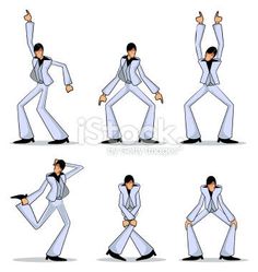 a man in white suit doing different poses