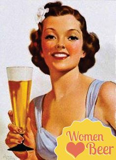 a woman holding a glass of beer in front of her face with the caption