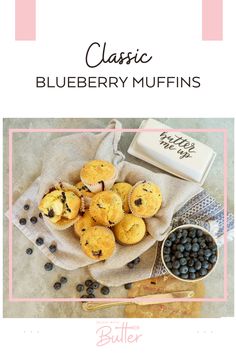 blueberry muffins are sitting on a table