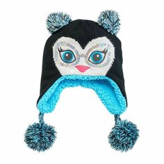 SO Sequin Penguin Sherpa Earflap Pom Pom Hat Girls One Size S 4-7 M-L 7-16 NEW Baby Boy Hats, Pom Pom Hat, Girl With Hat, Hat Sizes, Girls Accessories