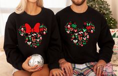 Disneyland Christmas Sweatshirt, Disneyworld Christmas Hoodie, Xmas Family Sweatshirt, Christmas Gift, Mickey and Minnie, Holiday Gift Looking for a comfortable and stylish piece of clothing? Look no further! Our soft-style cotton polyester blend is  perfect for all-day wear. We pride ourselves on finding the best quality materials to ensure our customers are satisfied with their purchases. Not only do we offer a variety of colors and styles, but we also strive to provide exceptional customer service.  If you have a specific color or style in mind, please don't hesitate to contact us, and we'll do our best to accommodate your request. Please make sure to check the size and color charts before placing your order. We want to ensure that you receive the perfect fit and color for your preferen Disney Holiday Tops For Winter, Disney Style Holiday Tops For Winter, Disney Crew Neck Hoodie For Winter, Stitch Sweatshirt, Disneyland Christmas, Very Merry Christmas Party, Christmas Gifts For Couples, Mickey Christmas, Disney Hoodies