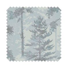 a blue and white background with trees on it