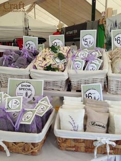 baskets filled with items for sale at an outdoor market