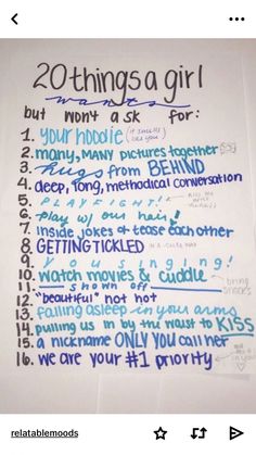 a piece of paper with writing on it that says 20 things a girl should do