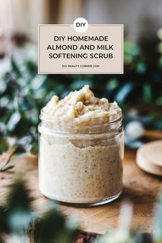 DIY Nourishing Almond Milk Softening Scrub Milk Scrub, Natural Beauty Recipes, For Glowing Skin