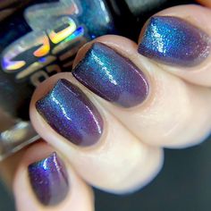 ✨Zombie Claw Polish {Tale of The Midnight Ride} This is described as a multichrome black that shift purple blue green and orange that glows violet in the dark. three coats with glossy top coat. #zombieclawpolishtaleofthemidnightride #polishpickup #multichrome #multichromenails #bluenails #purplenails #naillovers #naillook #ilovemynails #looknailsdecor #nailslovers #lovelynails #loveyournails #naillacquer #indienails #indienailpolish #naturalnails White Album Cover, Metallic Nail, Metallic Nail Polish, Purple Nail Polish, Nail Art Disney, Purple Nail, Motionless In White, Glitter Nail Polish, Metallic Nails