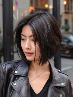 Elevate Your Style with a Stacked Bob Haircut Asian Bob Haircut With Bangs, Maroon Knotless Braids, Braids Black And White, Asian Hair Bob, Asian Bob Haircut, Bob Haircut For Round Face, Stacked Bob, Blonde Bob Hairstyles, Stacked Bob Haircut