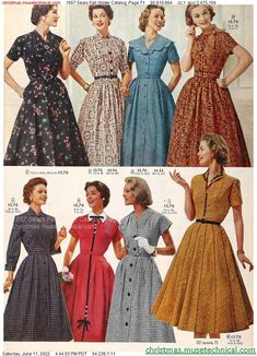 1957 Sears Fall Winter Catalog, Page 71 - Catalogs & Wishbooks 40s Mode, Mode Rockabilly, 1950’s Fashion, Fashion 1950s, Vestidos Vintage