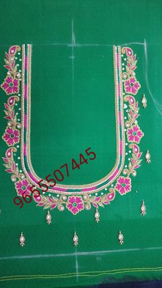 Aari Beads Work, Saree Blouse Work, Magam Works, Simple Work Blouses, Accessory Illustration, Thread Work Blouse