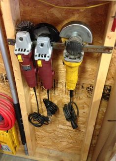 drillers and power tools in a storage area